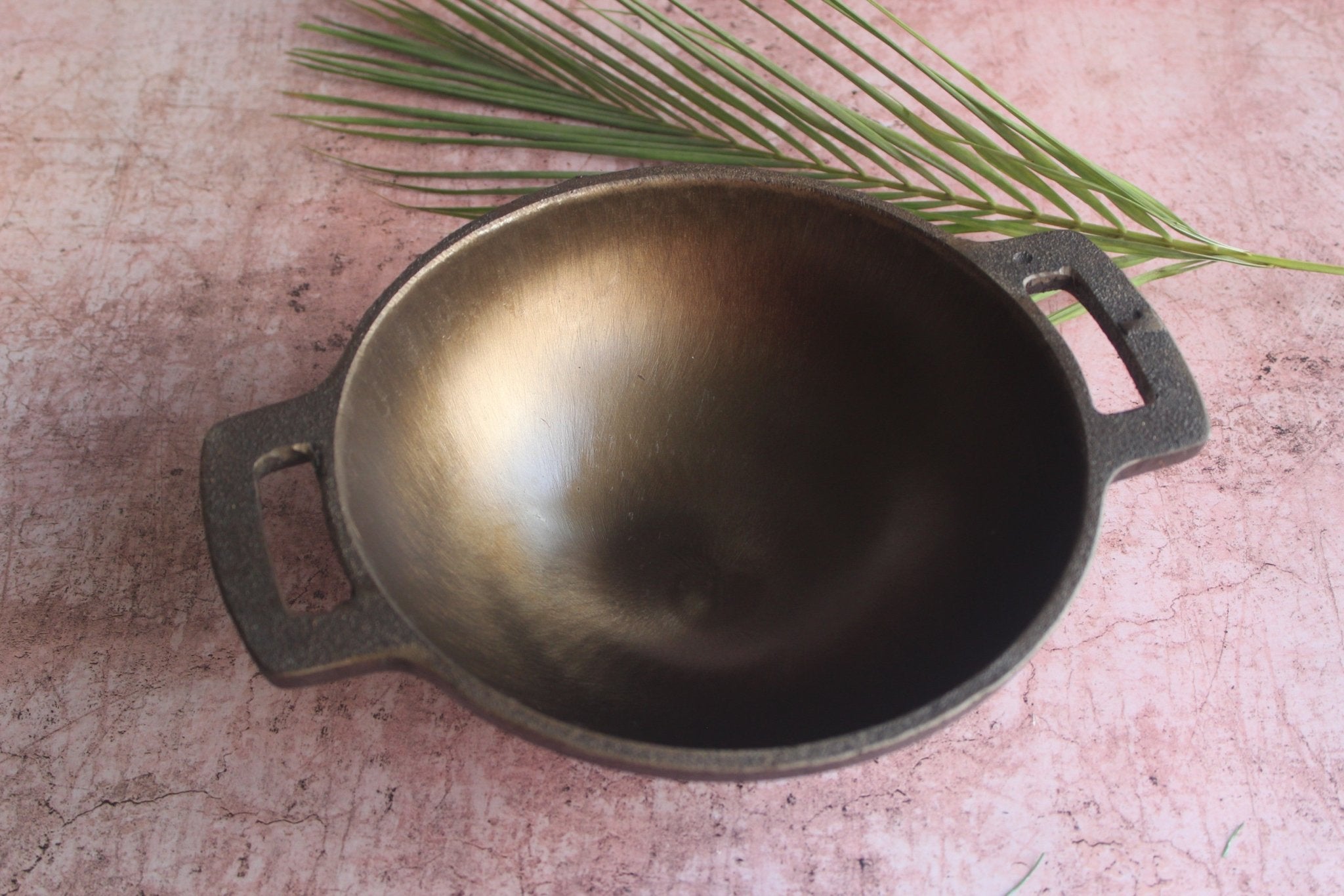 Cast Iron Smooth Kadai | Durable Non - Stick Indian Cooking Pan – Kitchen Tools on Brown Living™. SKU: CISK8. Img 2.