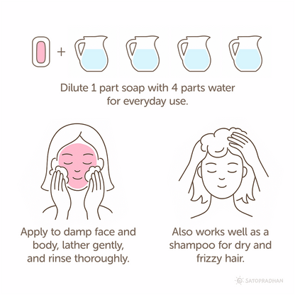 Castile Face & Body Wash – 200ml Natural, Organic, Pure & Vegan – Face Cleanser by SATOPRADHAN available on Brown Living™. . SKU: 3BC_CFBW - 2H. Img 5.