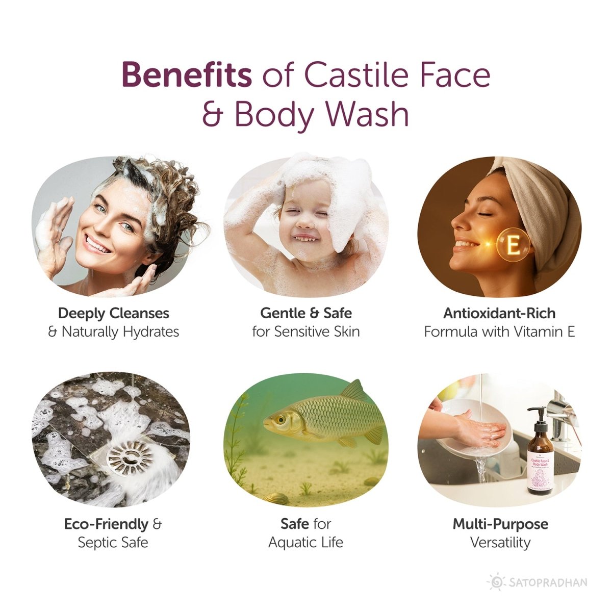 Castile Face & Body Wash – 200ml Natural, Organic, Pure & Vegan – Face Cleanser by SATOPRADHAN available on Brown Living™. . SKU: 3BC_CFBW - 2H. Img 4.