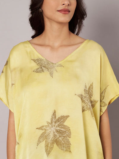 Castor Leaf Modal Satin Kaftan Top for Women – Womens Top on Brown Living™. SKU: fst5. Img 7.