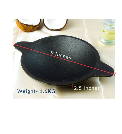 Castrong Handmade Cast Iron Appam Pan – Cookware on Brown Living™. SKU: CastIron-Appam-pan-1600g-packof1. Img 3.