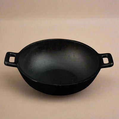 Castrong Handmade Cast Iron Deep Fry Kadai – Cookware on Brown Living™. SKU: CastIron - Deep - Fry - Kadai - 2300g - packof1. Img 2.