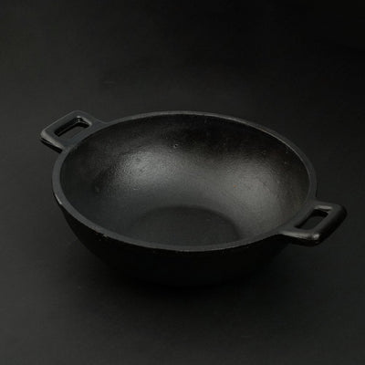 Castrong Handmade Cast Iron Deep Fry Kadai – Cookware on Brown Living™. SKU: CastIron - Deep - Fry - Kadai - 2300g - packof1. Img 3.