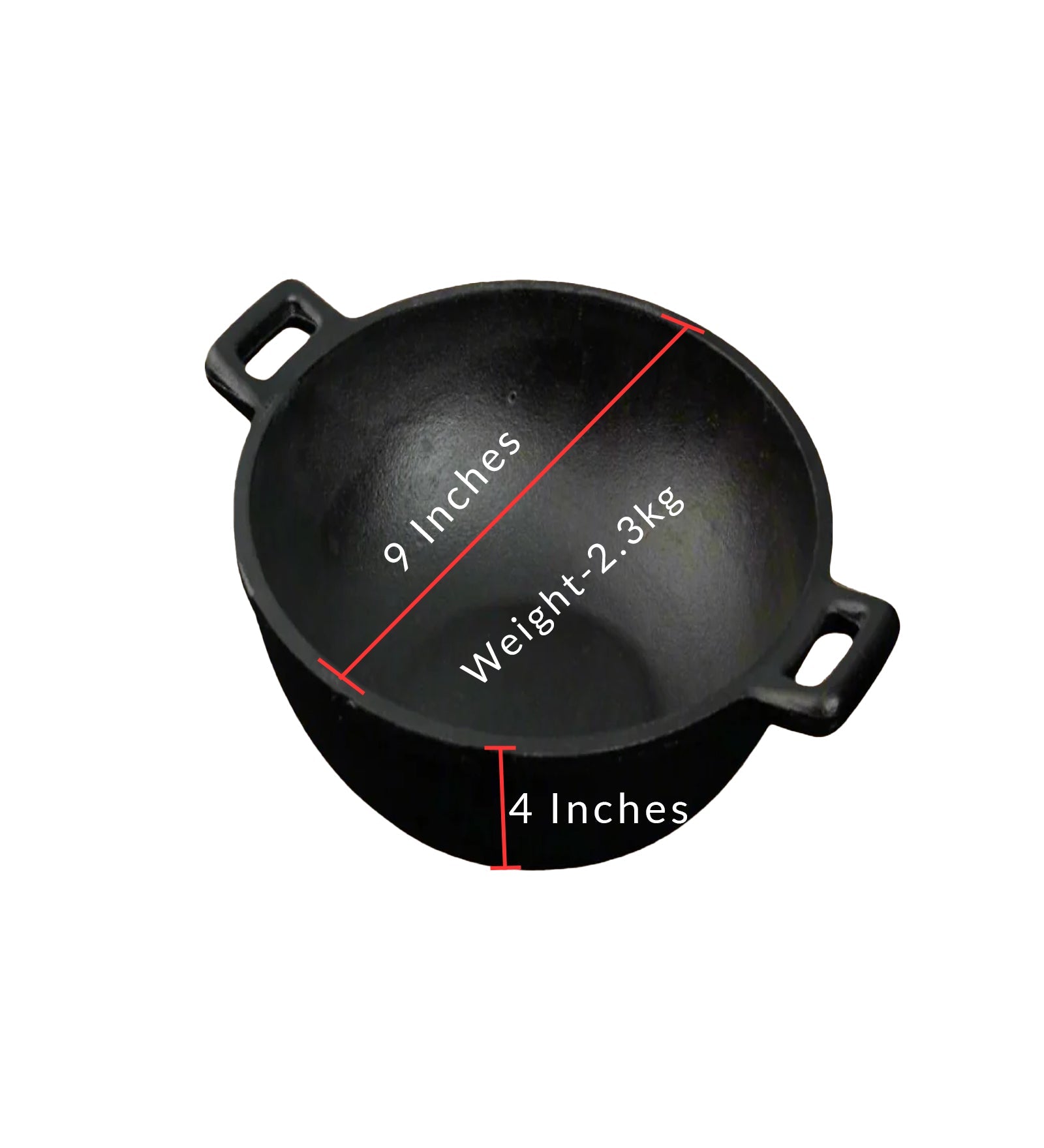 Castrong Handmade Cast Iron Deep Fry Kadai – Cookware on Brown Living™. SKU: CastIron-Deep-Fry-Kadai-2300g-packof1. Img 4.