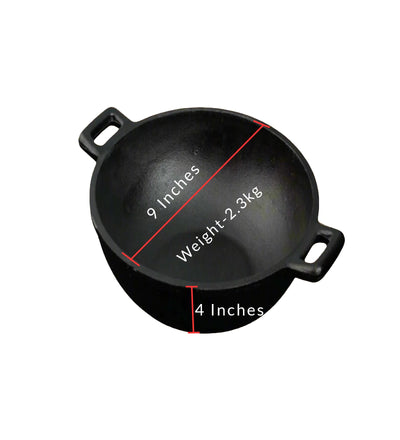 Castrong Handmade Cast Iron Deep Fry Kadai – Cookware on Brown Living™. SKU: CastIron-Deep-Fry-Kadai-2300g-packof1. Img 4.