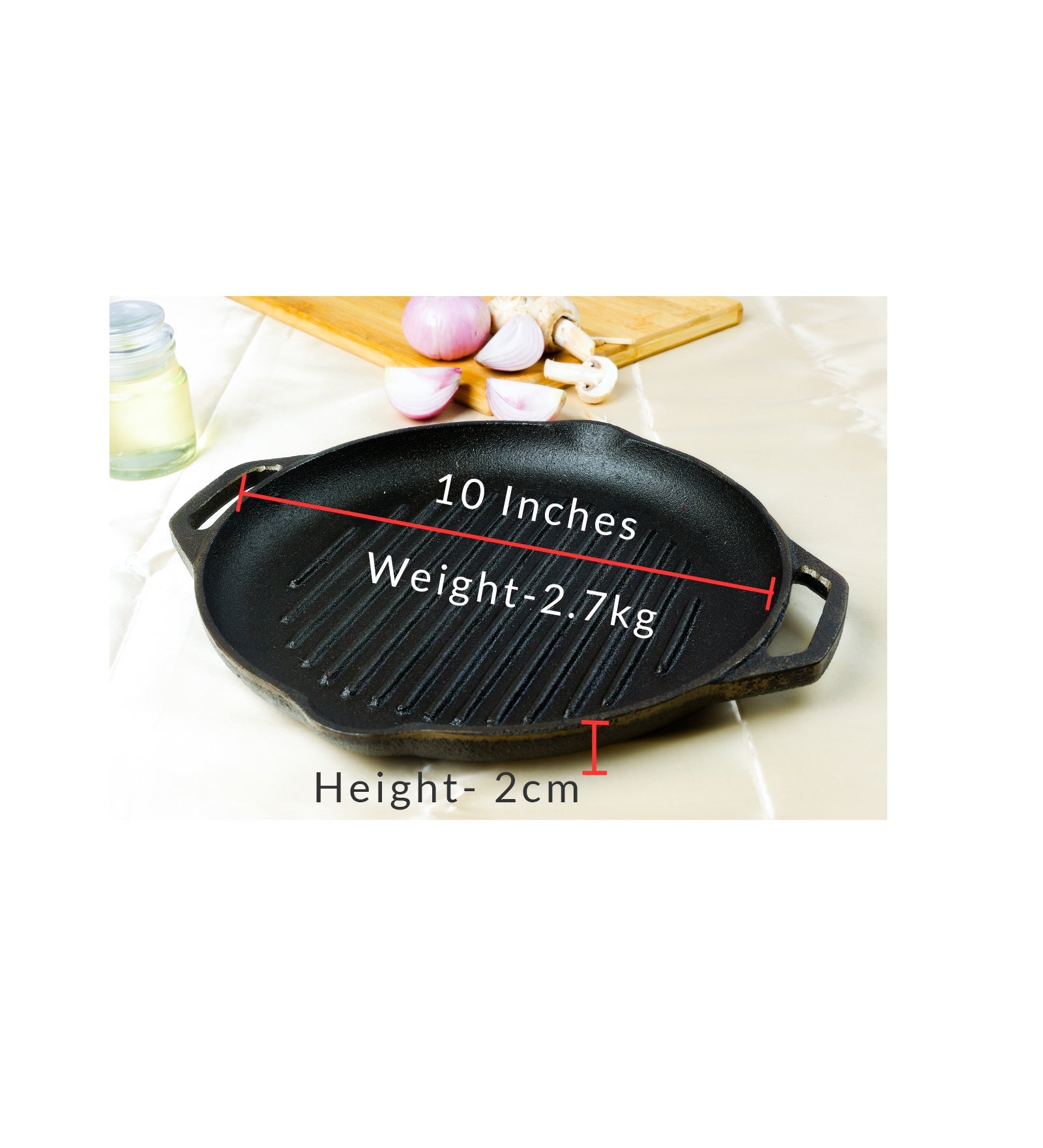 Castrong Handmade Cast Iron Grill Pan – Cookware on Brown Living™. SKU: CastIron-Griill-pan-2700g-packof1. Img 3.