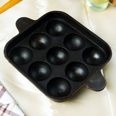Castrong Handmade Cast Iron Paniyaram Pan – Cookware on Brown Living™. SKU: CastIron - Paniyaram - Pan - 1400g - packof1. Img 1.
