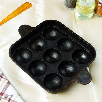Castrong Handmade Cast Iron Paniyaram Pan – Cookware on Brown Living™. SKU: CastIron - Paniyaram - Pan - 1400g - packof1. Img 3.