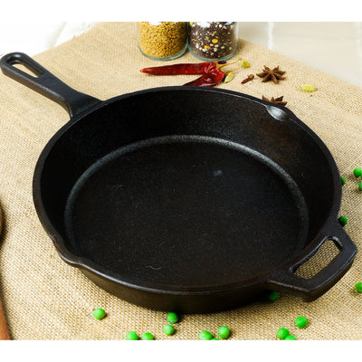 Castrong Handmade Cast Iron Skillet Fry Pan – Cookware on Brown Living™. SKU: CastIron - skiilet - Fry - pan - 3000g - packof1. Img 2.