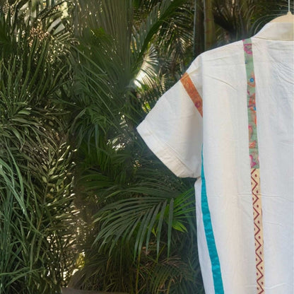 Celest White Organic Cotton Statement Shirt for Women – Womens Shirt on Brown Living™. SKU: JDS6024-XS. Img 5.