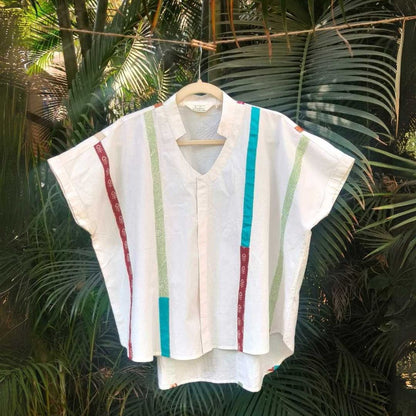 Celest White Organic Cotton Statement Shirt for Women – Womens Shirt on Brown Living™. SKU: JDS6024-XS. Img 3.