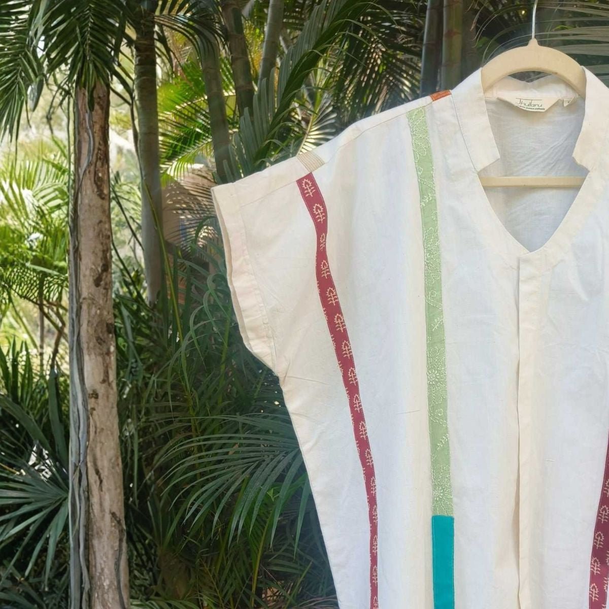 Celest White Organic Cotton Statement Shirt for Women – Womens Shirt on Brown Living™. SKU: JDS6024-XS. Img 4.