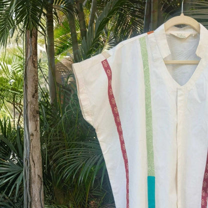 Celest White Organic Cotton Statement Shirt for Women – Womens Shirt on Brown Living™. SKU: JDS6024-XS. Img 4.