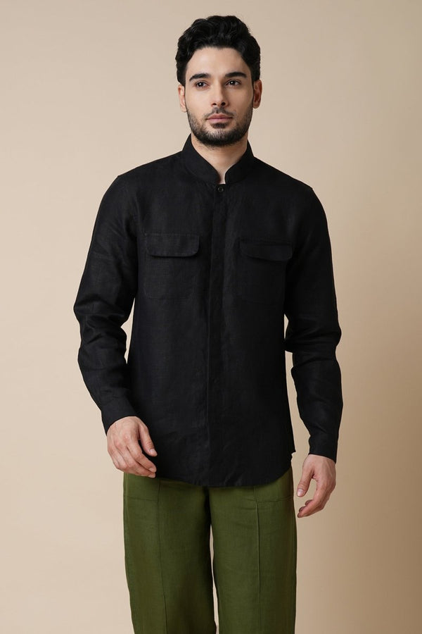 Celestial 100% Hemp Shirt - Black | Verified Sustainable Mens Shirt on Brown Living™