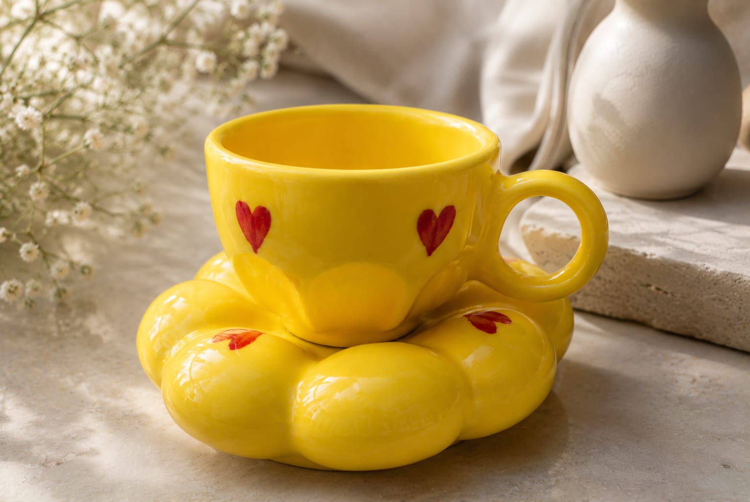 Ceramic Coffee & Tea Cups | Handmade Stoneware Drinkware Set – Cups & Saucers on Brown Living™. SKU: SBM. Img 12.