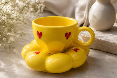 Ceramic Coffee & Tea Cups | Handmade Stoneware Drinkware Set – Cups & Saucers on Brown Living™. SKU: SBM. Img 12.