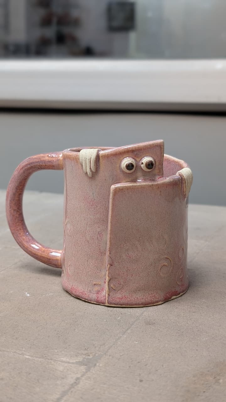 Ceramic Cup – Peek a Boo | Cute Handcrafted Ceramic Mug – Mugs on Brown Living™. SKU: PAB-CUP-P. Img 6.