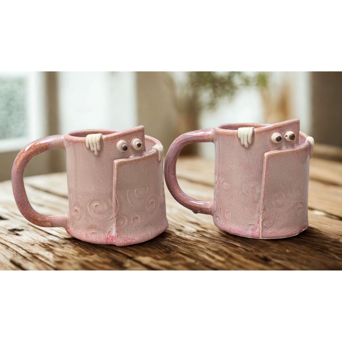 Ceramic Cup – Peek a Boo | Cute Handcrafted Ceramic Mug – Mugs on Brown Living™. SKU: PAB-CUP-P. Img 4.