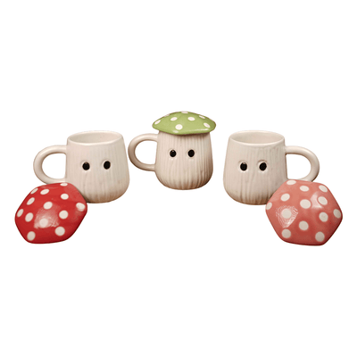 Ceramic Mushroom Mug Set | Cute Coffee & Tea Mugs | Set of 3 – Mugs on Brown Living™. SKU: CC5. Img 1.