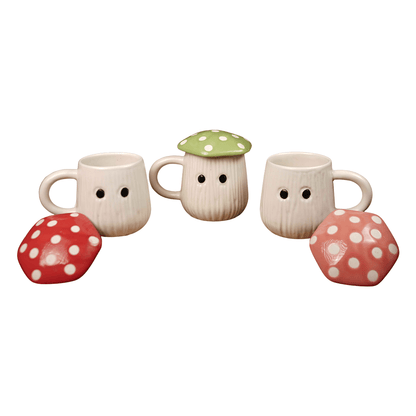 Ceramic Mushroom Mug Set | Cute Coffee & Tea Mugs | Set of 3 – Mugs on Brown Living™. SKU: CC5. Img 1.