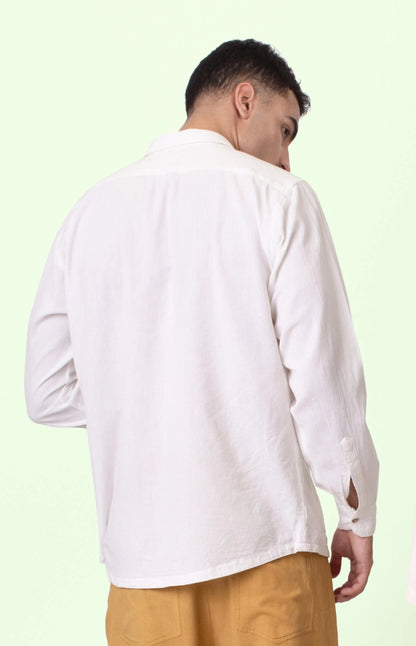 Ceylon – Handwoven Cotton Linen Functional Shirt – Men Shirt by Phuhar's available on Brown Living™. Natural Xs. SKU: pH2311. Img 3.