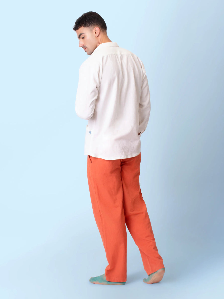 Ceylon – Handwoven Cotton Linen Functional Shirt – Men Shirt by Phuhar's available on Brown Living™. Natural Xs. SKU: pH2311. Img 2.