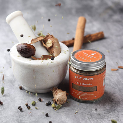 Chai Masala | Aromatic Blend With Cardamom, Cloves, Ginger & Pepper – Seasonings & Spices on Brown Living™. SKU: CM1JAR070. Img 2.