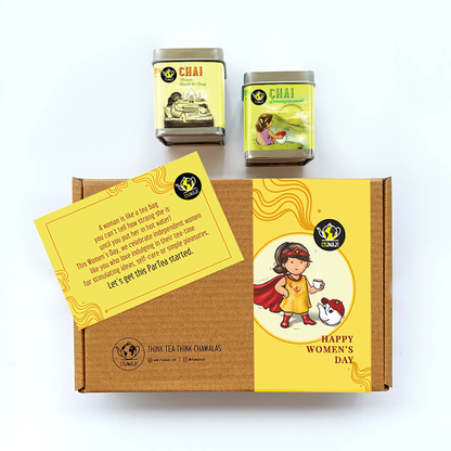 Chai Time with Sister  -Chai Lemongrasswali & Chai Kesari Elaichi Women's Day Tea Gift Box |Flavoured Indian Tea |Assam Tea |Darjeeling Tea |Perfect Gift for all  |50gmsX 2Tin