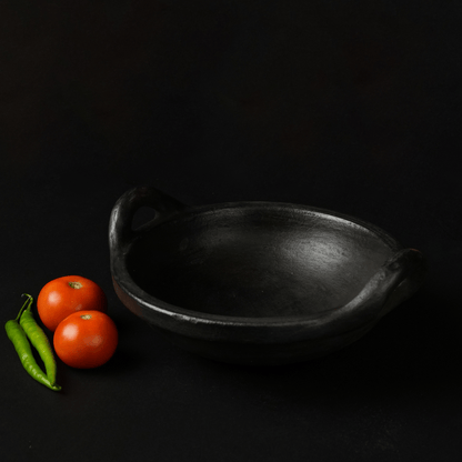 Chalakudy Terracotta Handmade Red and Black Clay Kadai for Cooking – Kitchen Tools on Brown Living™. SKU: CW12. Img 2.