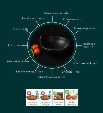 Chalakudy Terracotta Handmade Red and Black Clay Kadai for Cooking – Cookware on Brown Living™. SKU: CW12. Img 5.