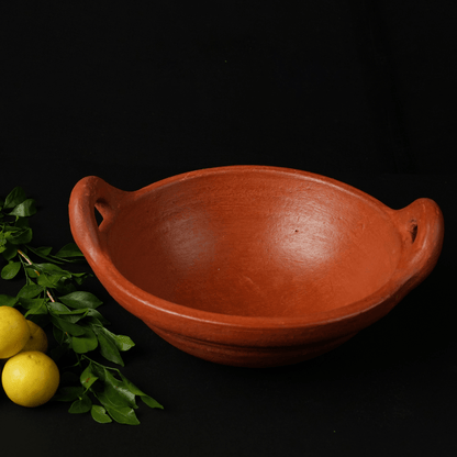 Chalakudy Terracotta Handmade Red and Black Clay Kadai for Cooking – Kitchen Tools on Brown Living™. SKU: CW13. Img 1.