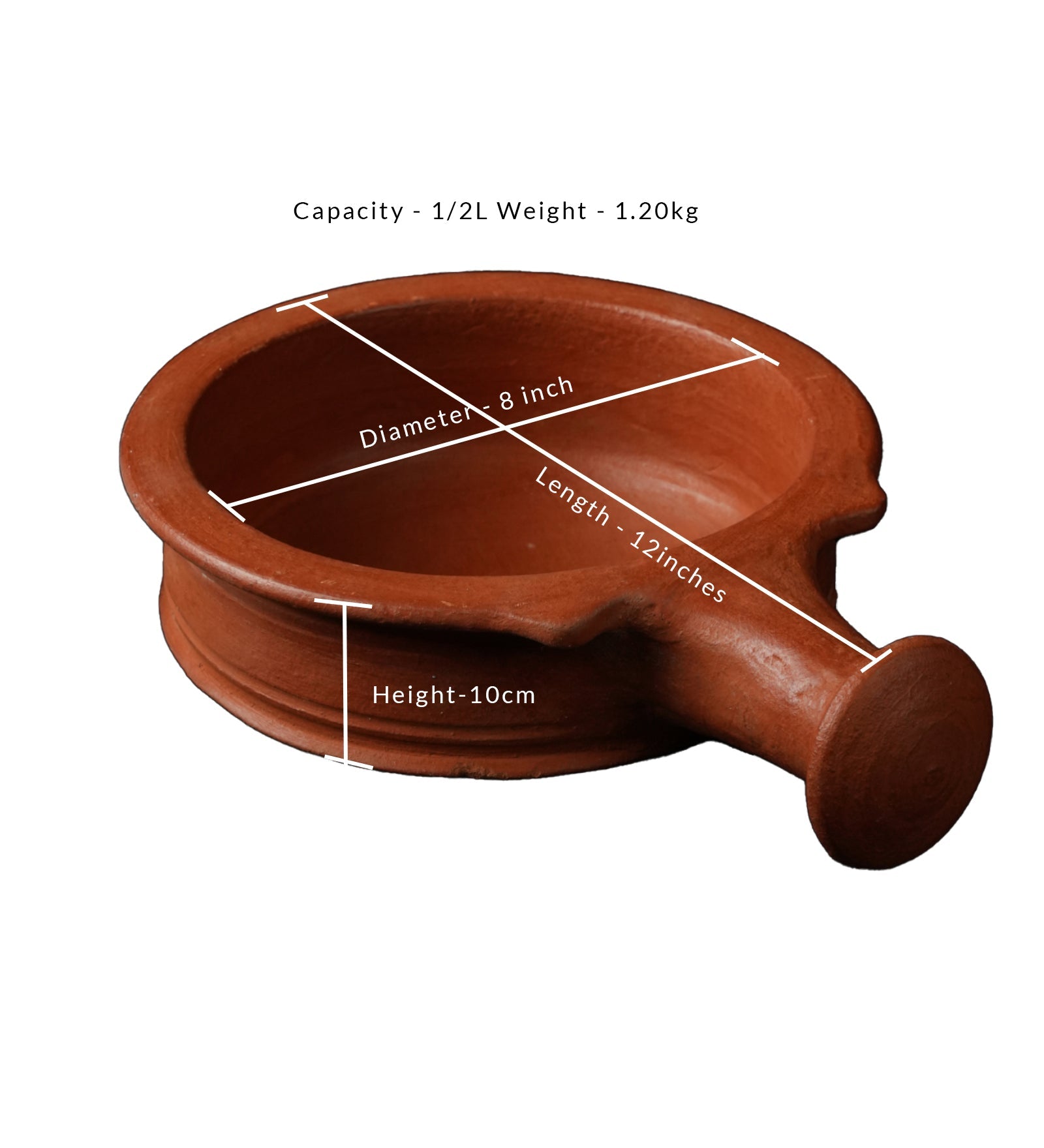 Chalakudy Terracotta Red Clay Sauce Pot – Handmade Earthen Cookware – Cookware on Brown Living™. SKU: CW11. Img 3.