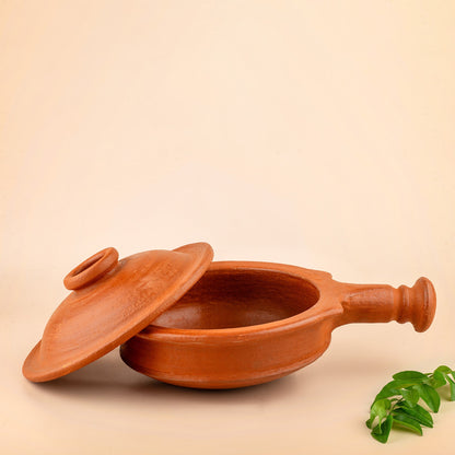 Chalakudy Terracotta Red Clay Sauce Pot |Lid Handmade Earthen Cookware – Cookware on Brown Living™. SKU: CW15. Img 2.