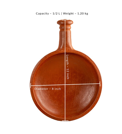 Chalakudy Terracotta Red Clay Sauté Fry Pan – Handmade Cookware – Cookware on Brown Living™. SKU: Cw14. Img 3.