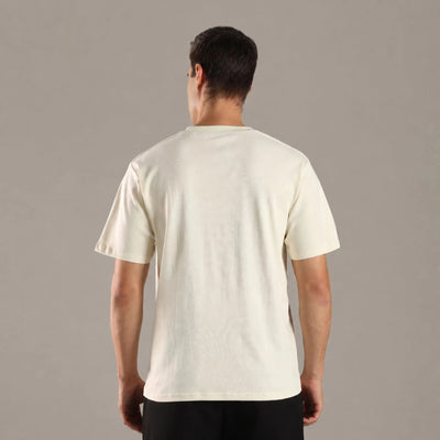 Chalk White Organic Cotton Half - Sleeve T-Shirt for Men – Mens T-Shirt on Brown Living™. SKU: OC-OW-TS-S. Img 3.