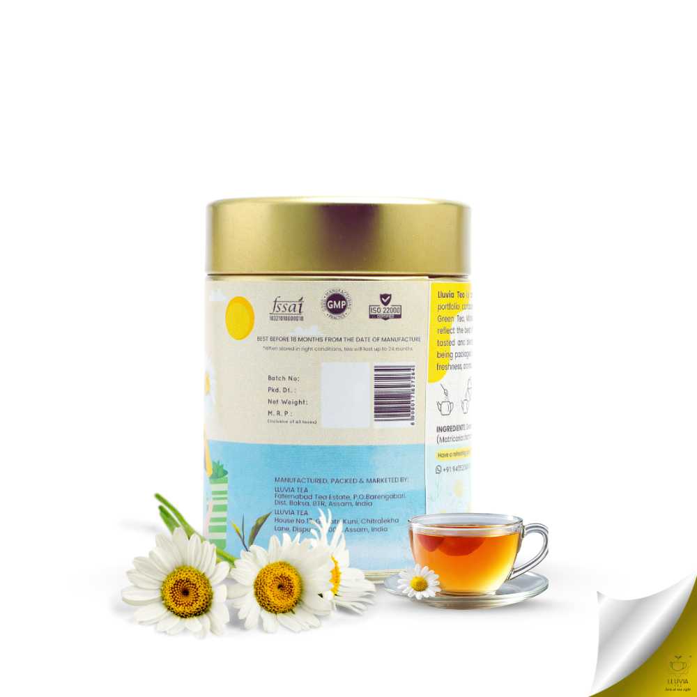 Chamomile Charisma Tea – Helps with Sleep & Relaxation – 50g – Tea on Brown Living™. SKU: LGTin50New. Img 3.
