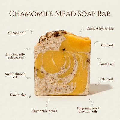 Chamomile Mead Soap Bar - Calming Herbal Handmade Soap – Body Soap on Brown Living™. SKU: SS-28. Img 3.