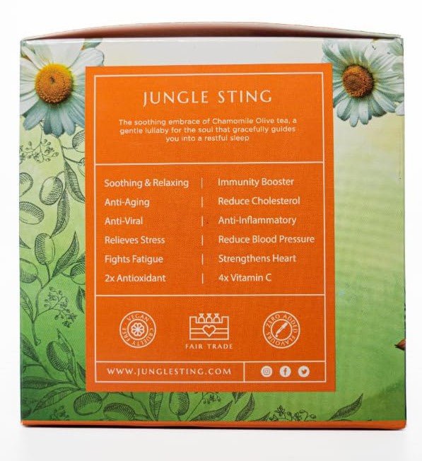 Chamomile Olive Tea | Calming Herbal Olive Leaf Infusion – Pyramid Tea Bags on Brown Living™. SKU: JS_CHAMOMILEOLIVETEA. Img 7.