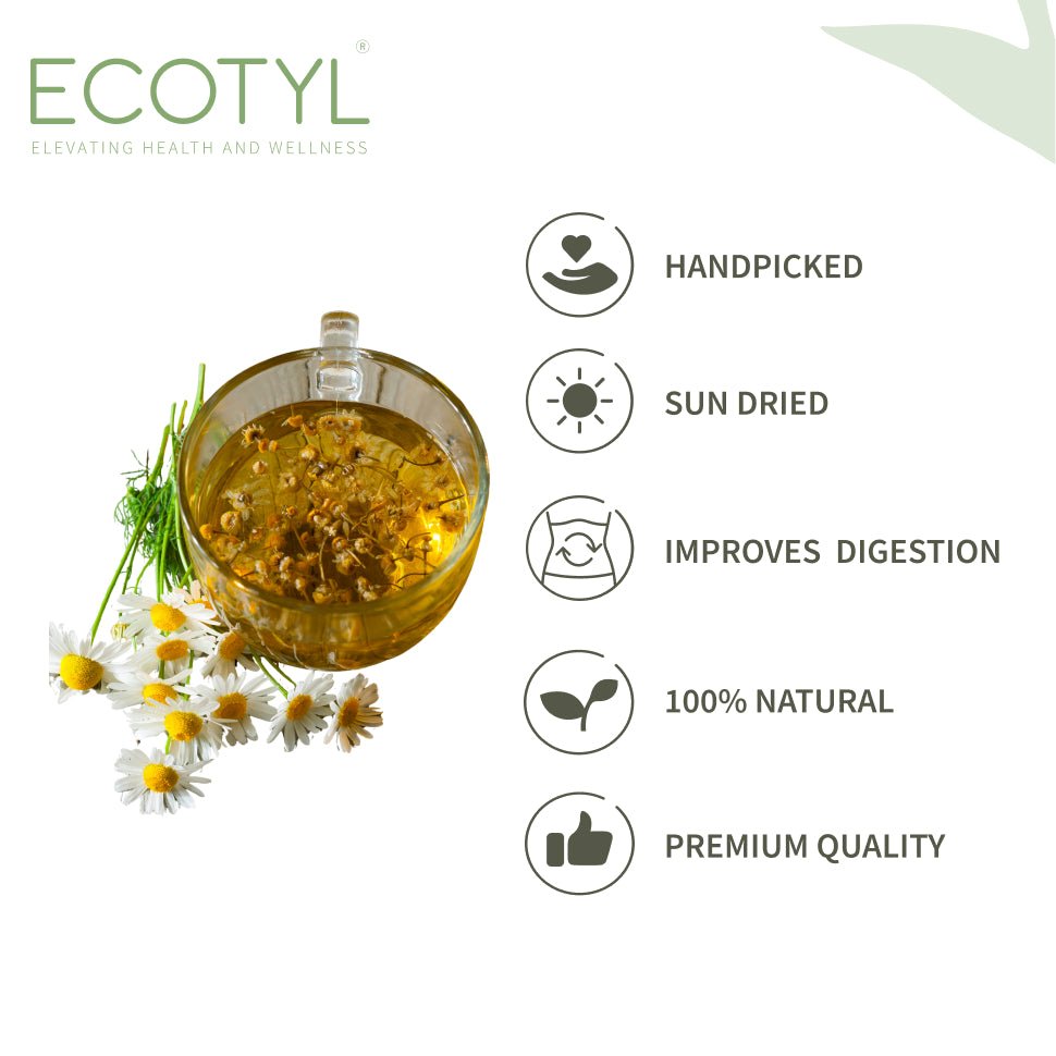 Chamomile Tea | Calming Herbal Tea | Supports Sleep & Relaxation | 25g – Tea by Ecotyl available on Brown Living™. . SKU: ECOTYL00041. Img 3.