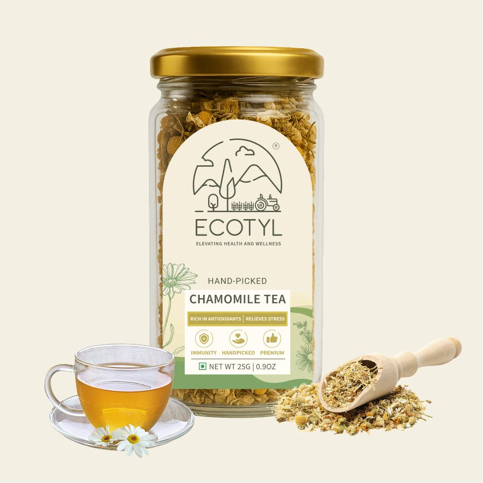 Chamomile Tea | Calming Herbal Tea | Supports Sleep & Relaxation | 25g – Tea by Ecotyl available on Brown Living™. . SKU: ECOTYL00041. Img 1.