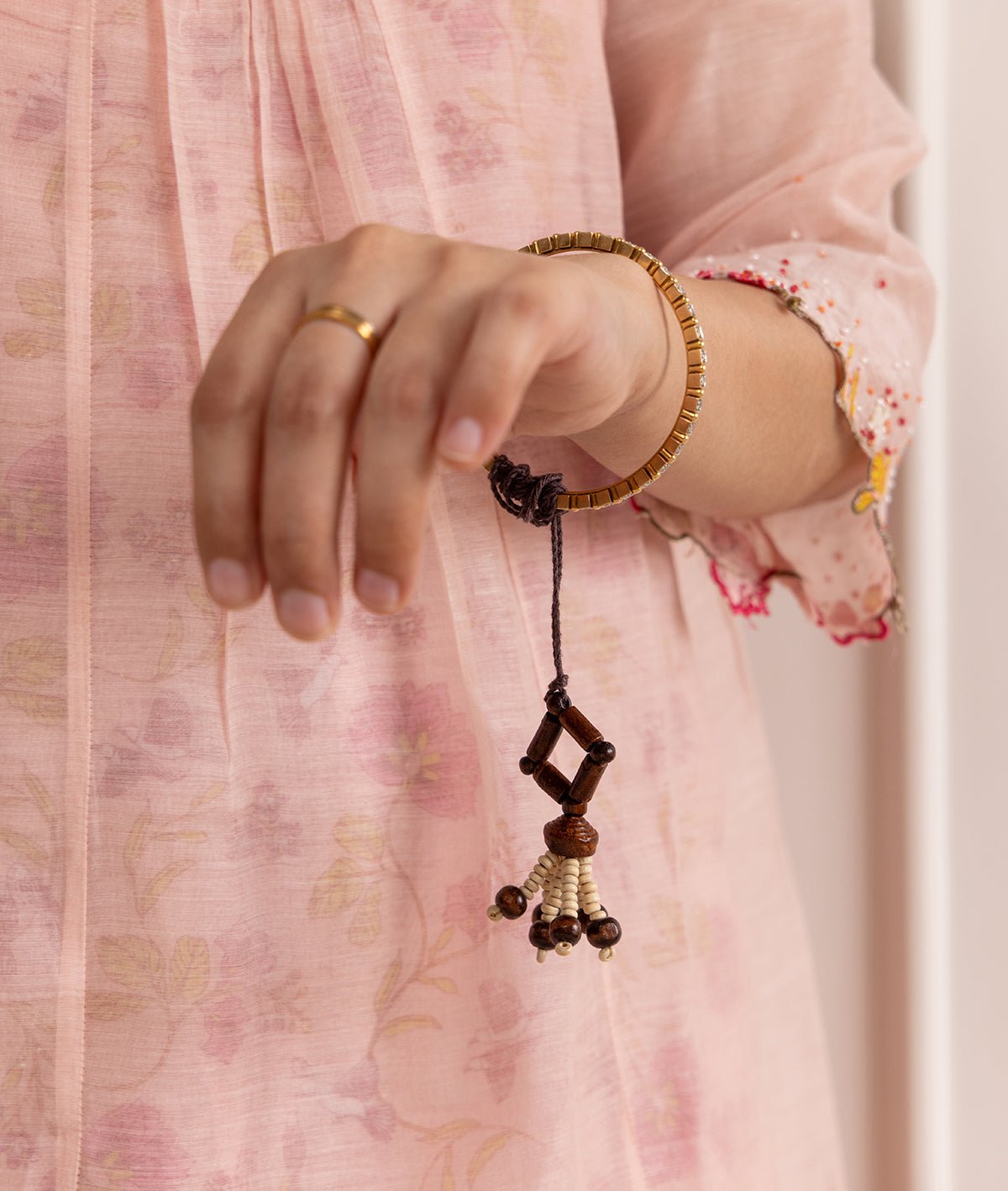 Chandan Phool Lumba | Handmade Floral Lumba Rakhi for Bhabhi – Rakhi on Brown Living™. SKU: GUL-22. Img 2.