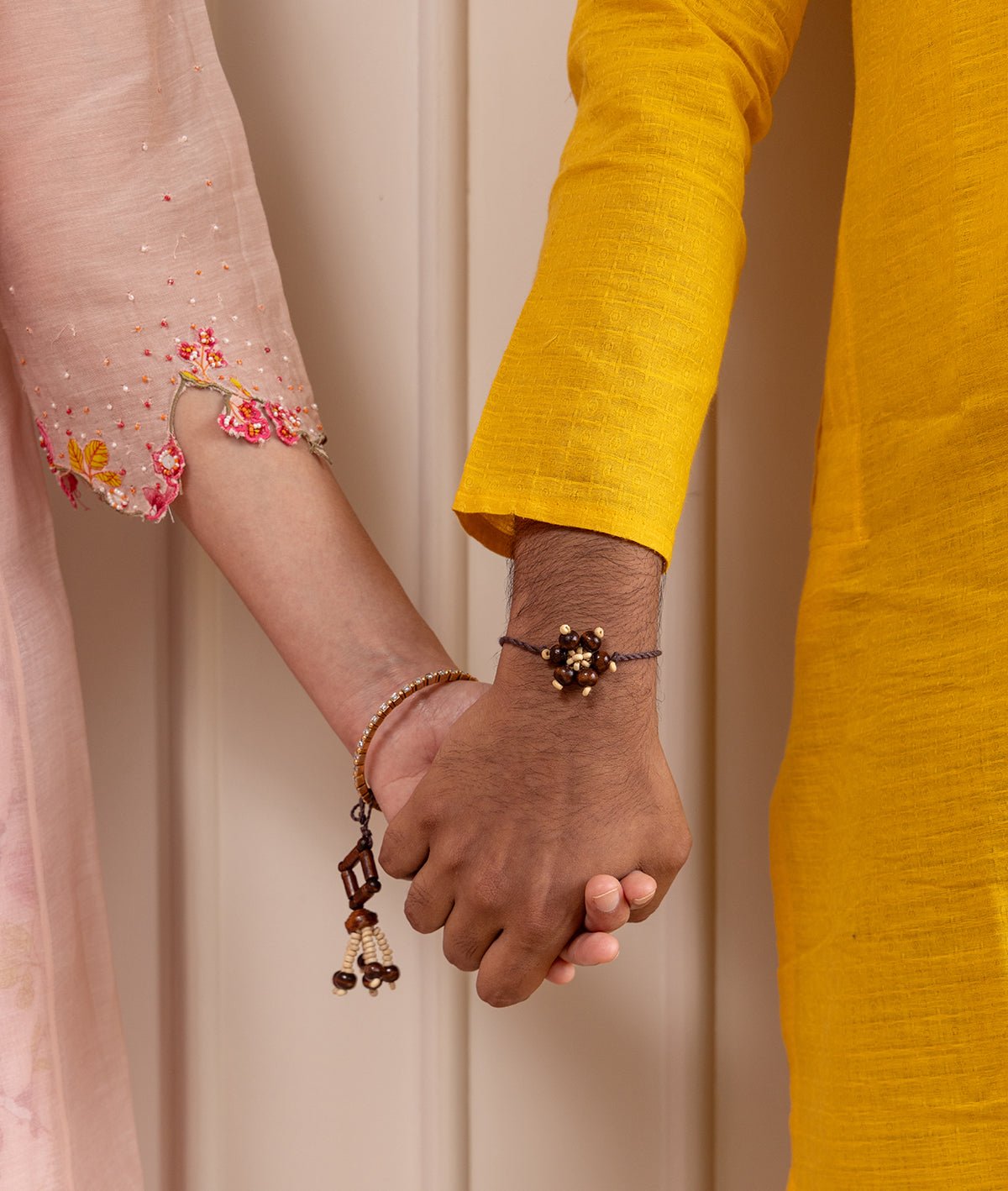 Chandan Phool Rakhi & Lumba Set | Handmade Bhaiya Bhabhi Rakhi Set – Rakhi on Brown Living™. SKU: GUL-23. Img 3.