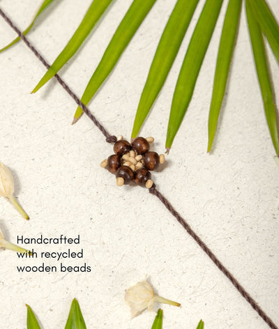 Chandan Phool Rakhi & Lumba Set | Handmade Bhaiya Bhabhi Rakhi Set – Rakhi on Brown Living™. SKU: GUL-23. Img 8.