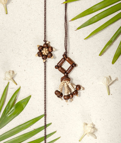Chandan Phool Rakhi & Lumba Set | Handmade Bhaiya Bhabhi Rakhi Set – Rakhi on Brown Living™. SKU: GUL-23. Img 5.