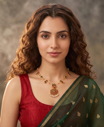 Chandramala Heritage Necklace | Traditional Statement Necklace – Womens Necklaces on Brown Living™. SKU: SAR1017. Img 4.