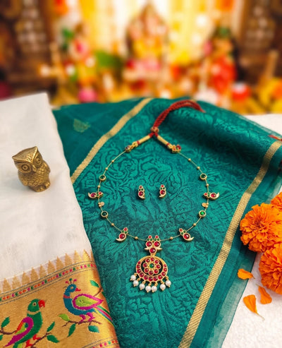 Chandramala Heritage Necklace | Traditional Statement Necklace – Womens Necklaces on Brown Living™. SKU: SAR1017. Img 3.