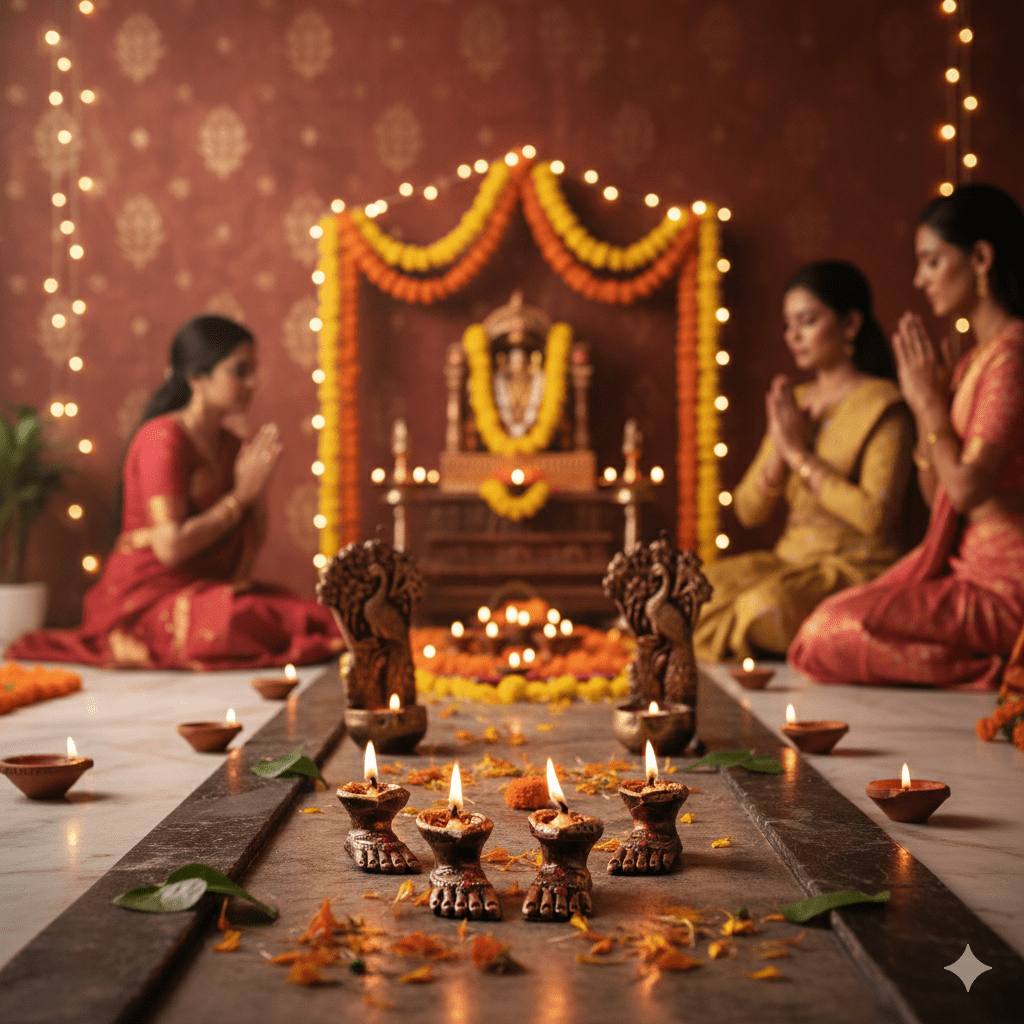 Charan Diya Set – Traditional Handmade Decor – Home Decor on Brown Living™. SKU: D13. Img 3.
