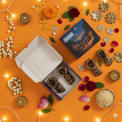 Charan Diya Set – Traditional Handmade Decor – Home Decor on Brown Living™. SKU: D13. Img 7.