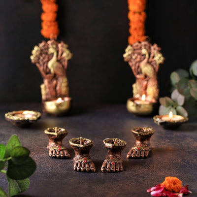 Charan Diya Set – Traditional Handmade Decor – Home Decor on Brown Living™. SKU: D13. Img 2.
