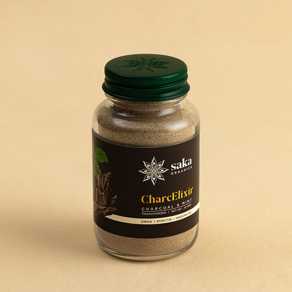 CharcElixir | Handmade Charcoal & Mint Toothpowder (50gms) | Verified Sustainable by Brown Living™